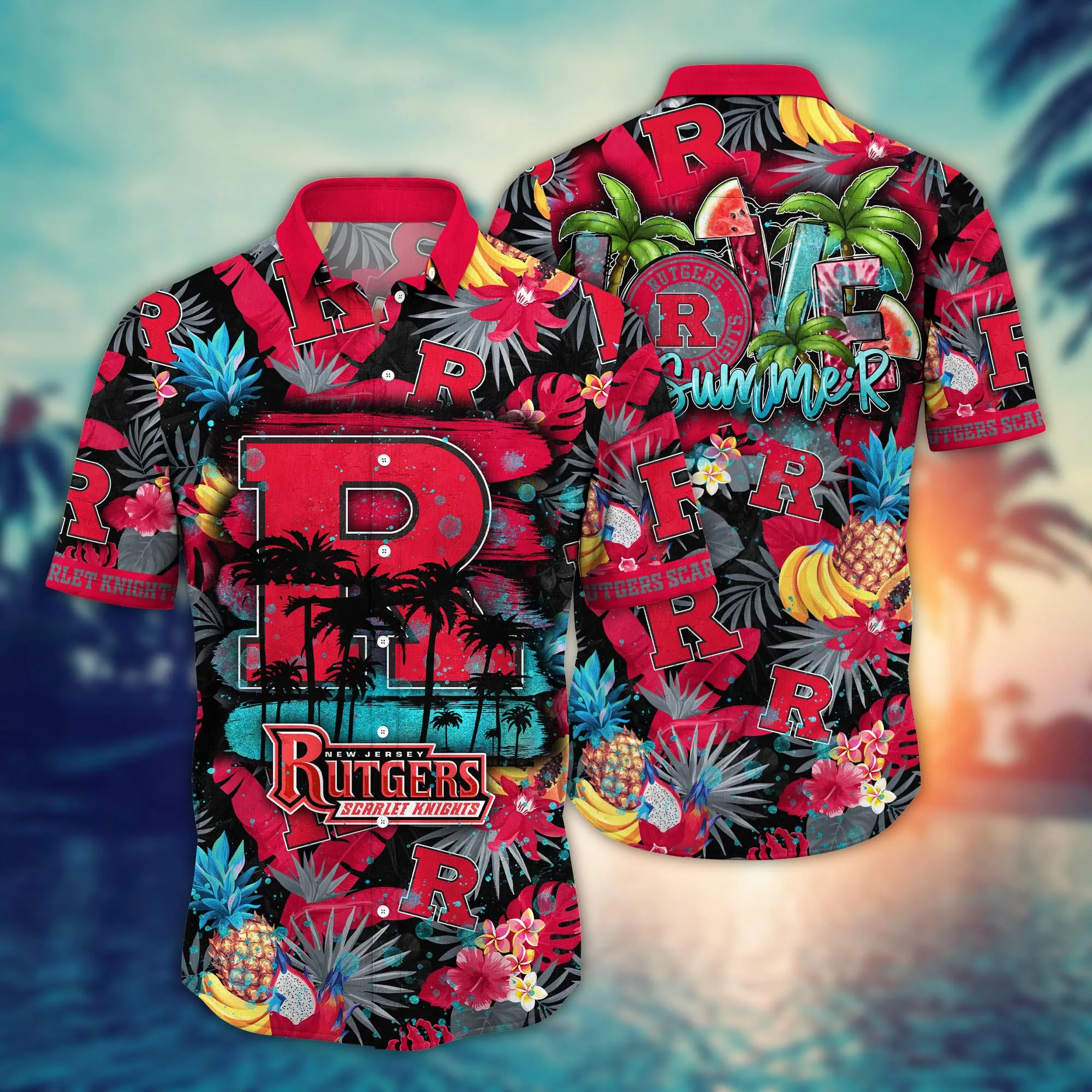 Rutgers Scarlet Knights NCAA Hawaiian Shirt Sunshinetime Aloha Shirt Rutgers Scarlet Knights NCAA Hawaiian Shirt Sunshinetime Aloha Shirt