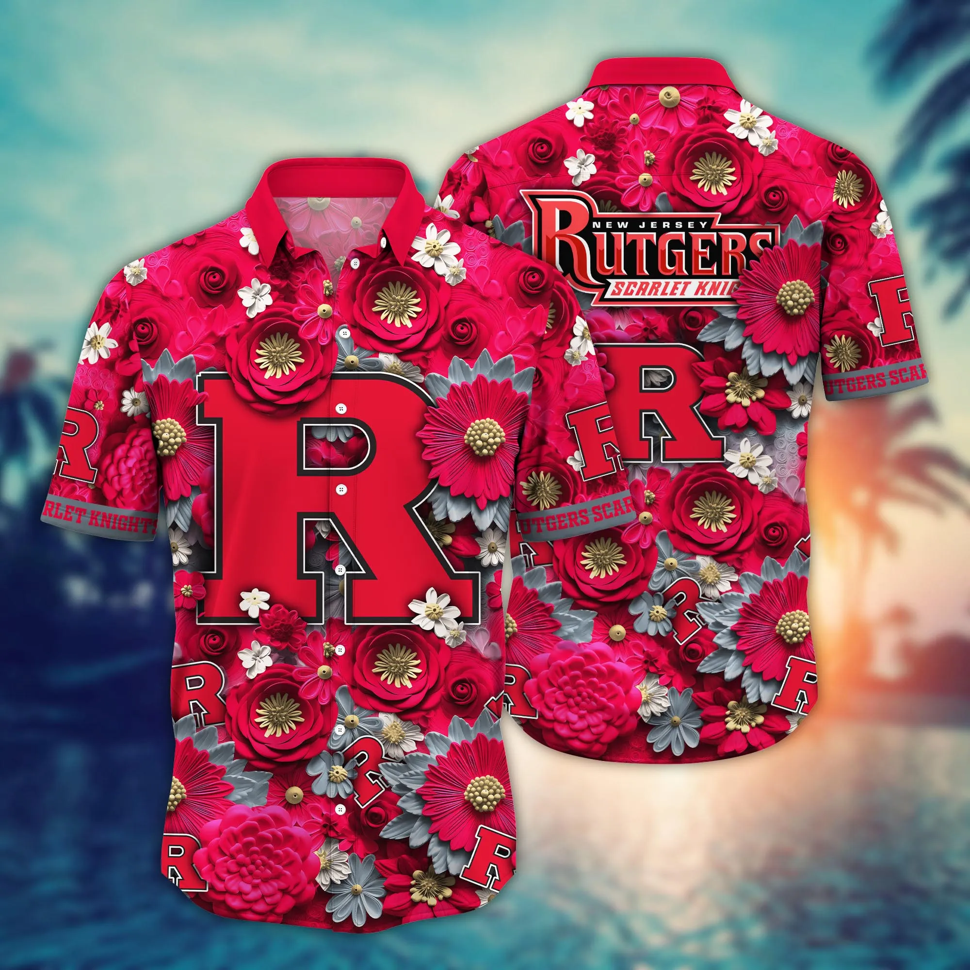 Rutgers Scarlet Knights NCAA Hawaiian Shirt Trending For This Summer Customize Shirt Any Team