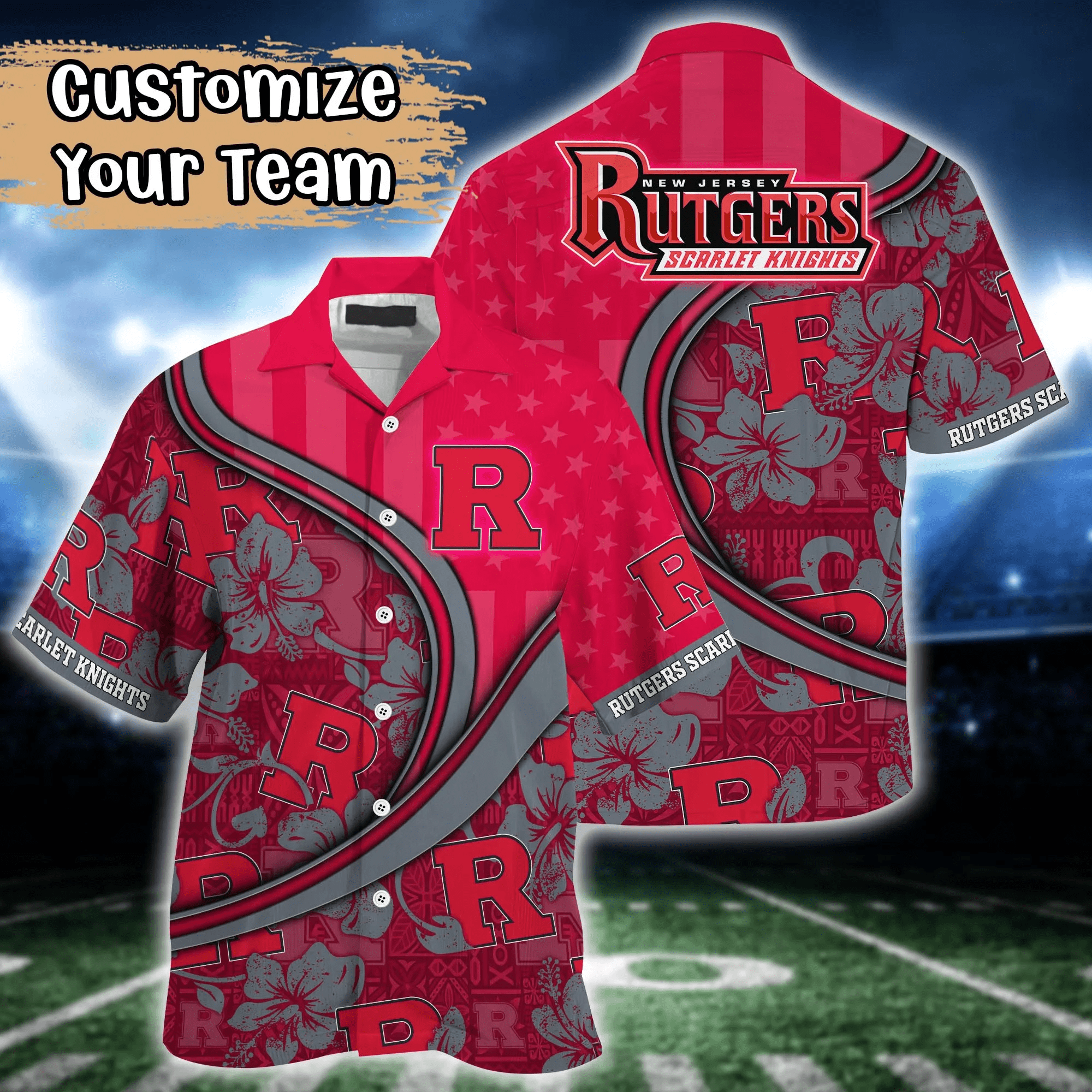 Rutgers Scarlet Knights NCAA Us Flag Hawaiian Shirt Custom Summer Aloha Shirt Rutgers Scarlet Knights NCAA Us Flag Hawaiian Shirt Custom Summer Aloha Shirt