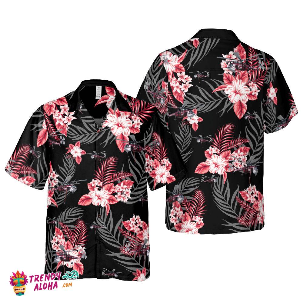 S-64 Skycrane With Tropical Flowers Ver 1 Hawaiian Shirt