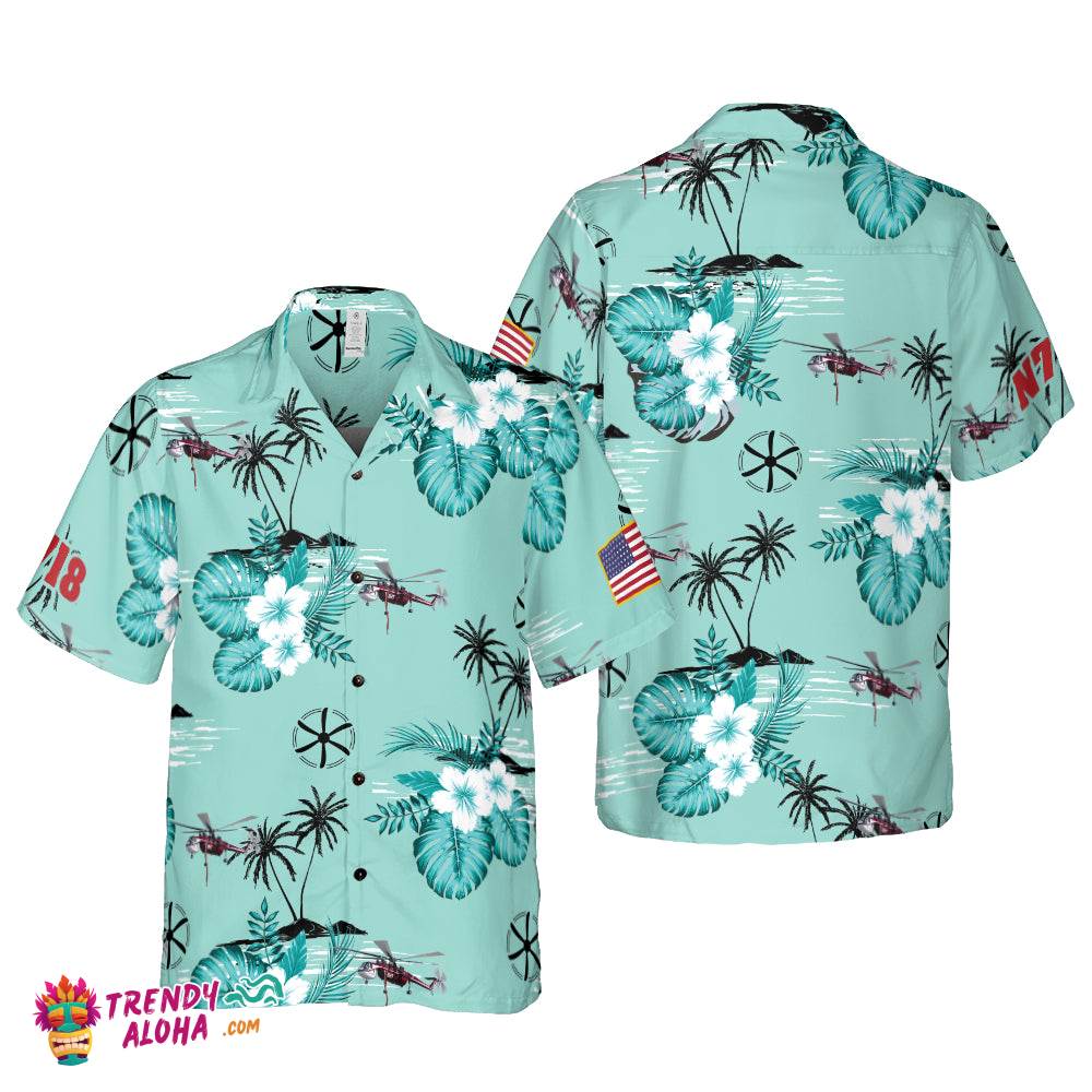 S-64 Skycrane With Tropical Flowers Ver 2 Hawaiian Shirt