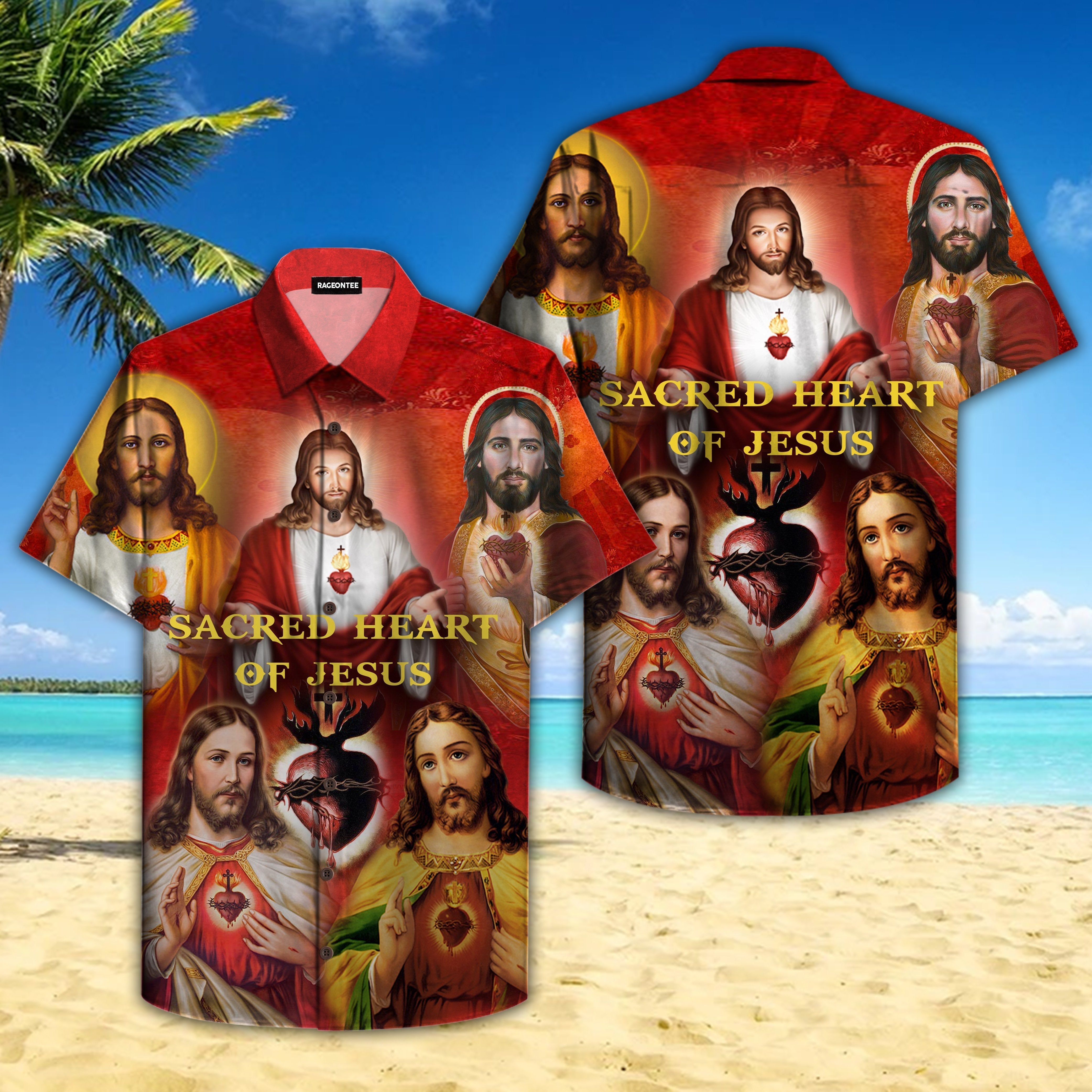 Sacred Heart Of Jesus Aloha Hawaiian Shirts For Men And Women |