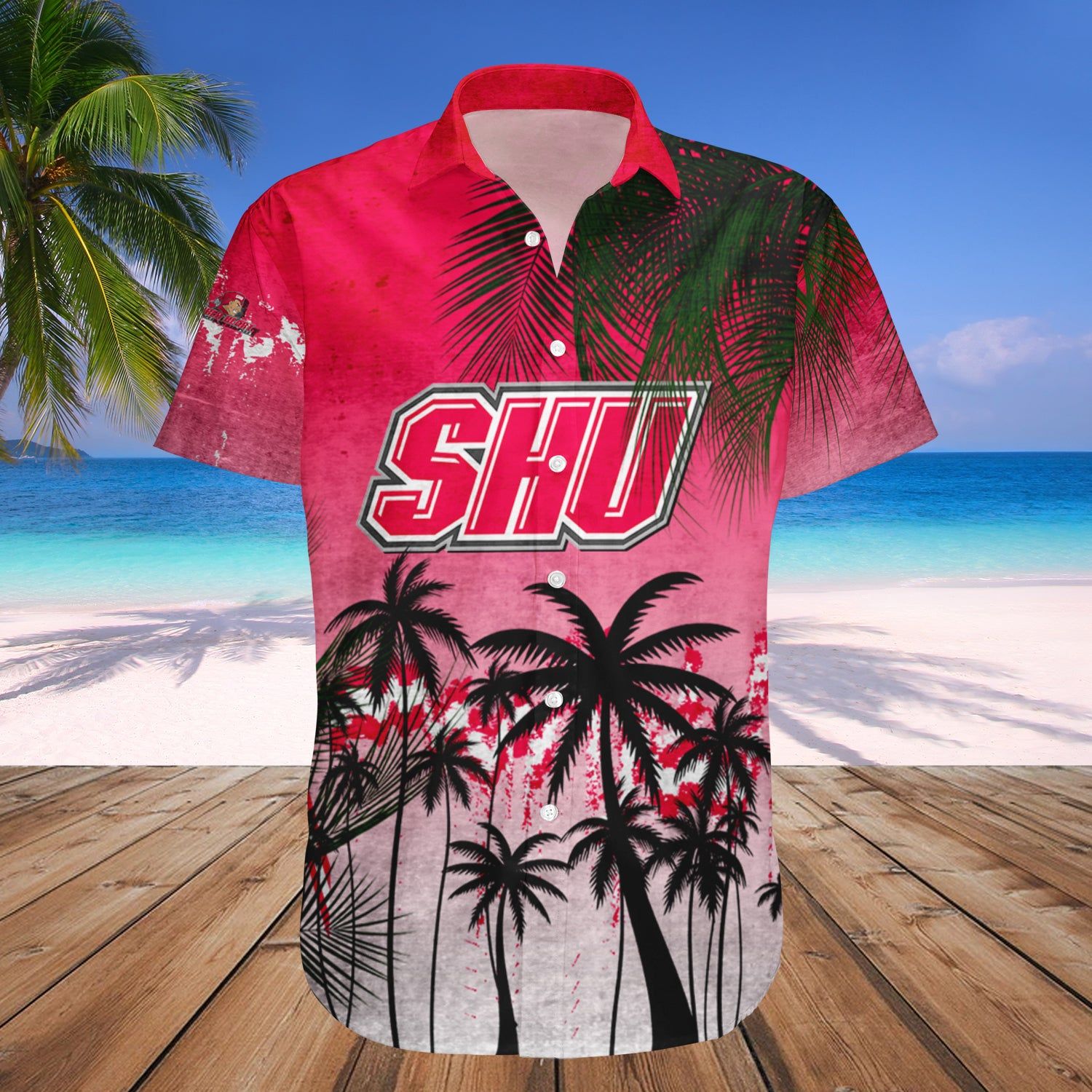 Sacred Heart Pioneers Hawaii Shirt Coconut Tree Tropical Grunge – NCAA