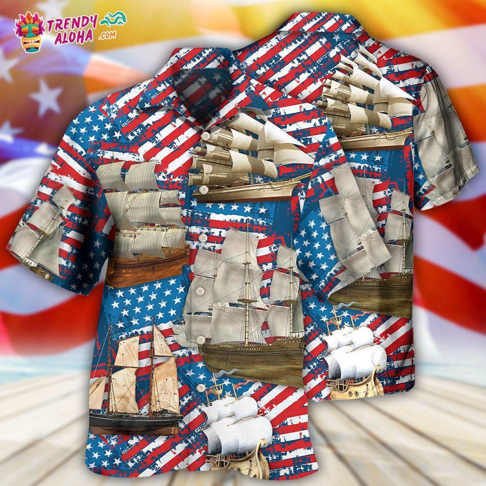 Sailing America Independence Day Hawaiian Shirt – Trendy Aloha