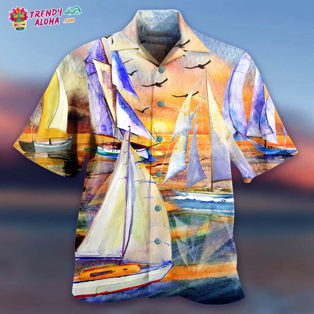 Sailing Beach Sunset Romantic Hawaiian Shirt – Trendy Aloha