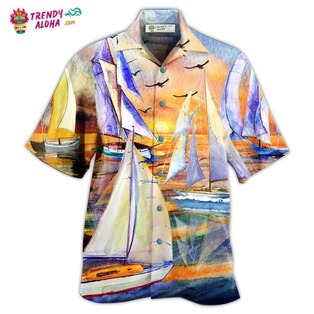 Sailing Beach Sunset Romantic Hawaiian Shirt – Trendy Aloha