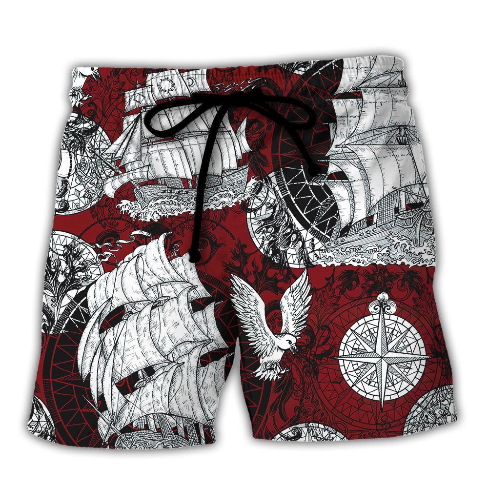 Sailing Ship Old Vintage Anchor Sea Life Trendy Aloha Hawaiian Beach Shorts Sailing Ship Old Vintage Anchor Sea Life Trendy Aloha Hawaiian Beach Shorts