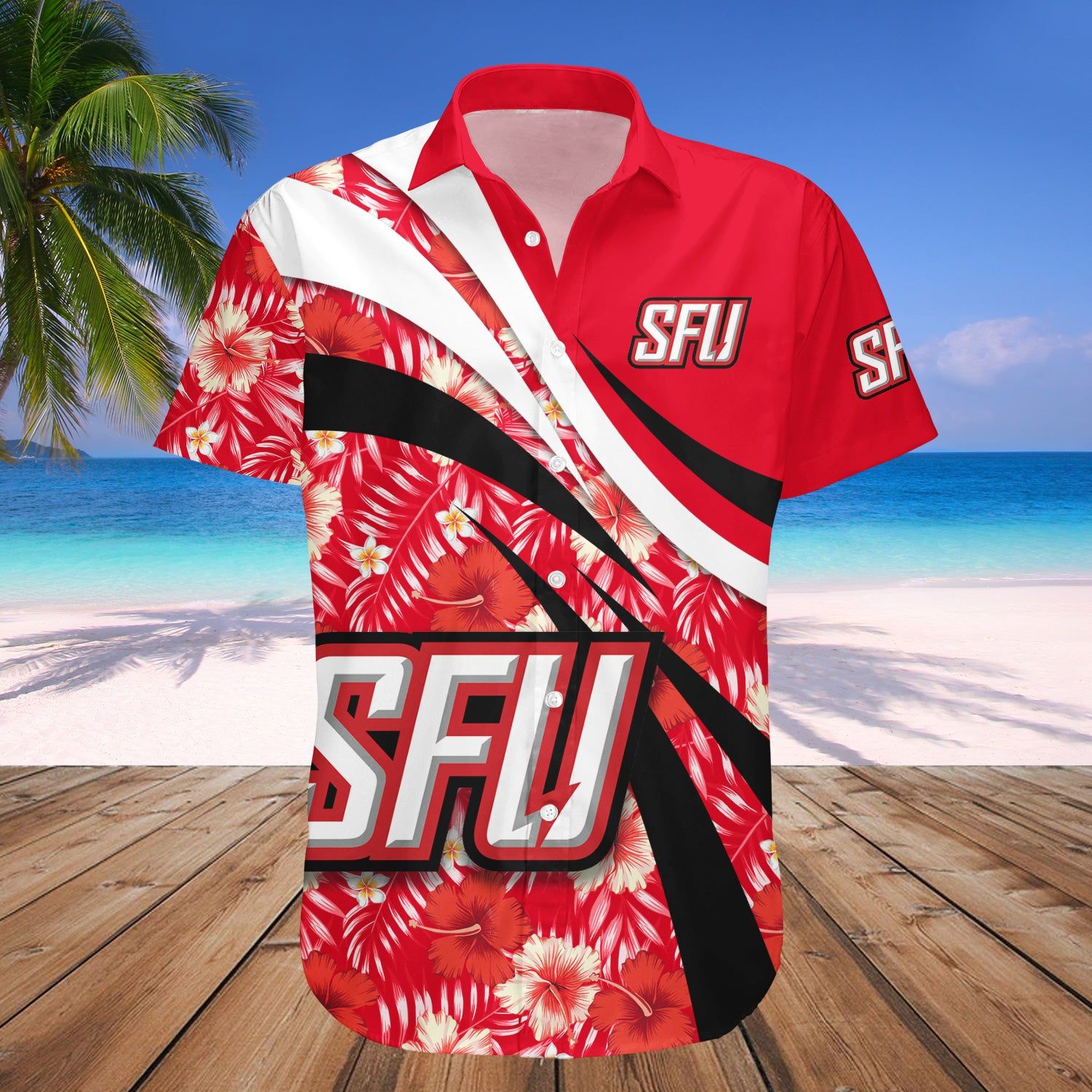 Saint Francis Red Flash Hawaii Shirt Hibiscus Sport Style – NCAA