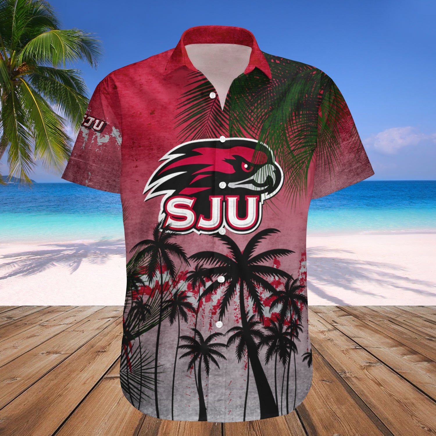 Saint Josephs Hawks Hawaii Shirt Coconut Tree Tropical Grunge – NCAA