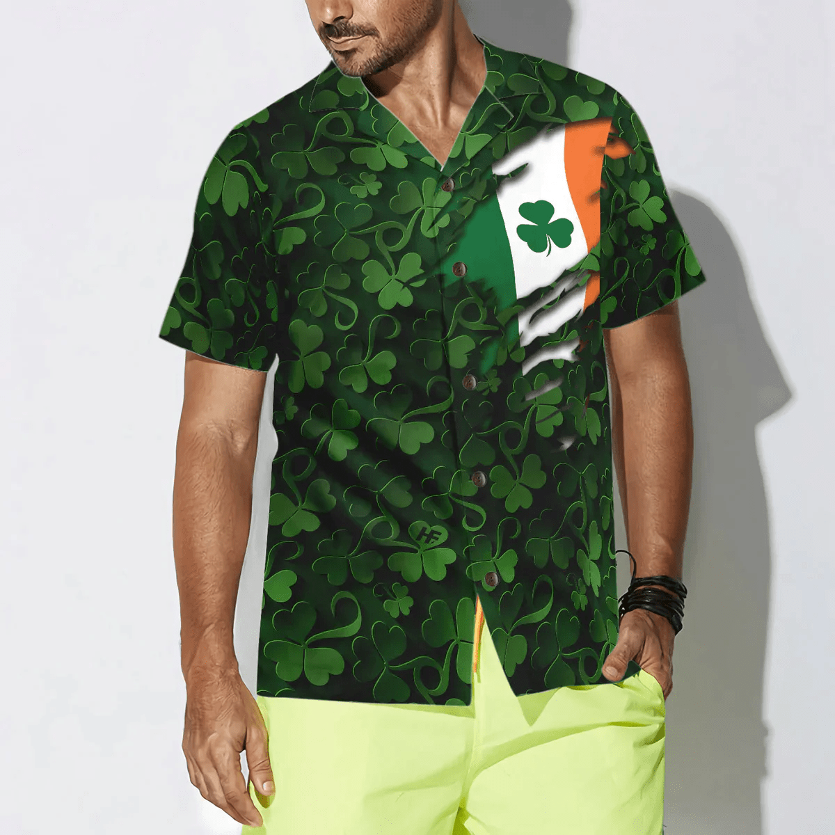 Saint Patrick’s Day Shamrock Celtic Cross Harp Irish Trendy Hawaiian Shirt