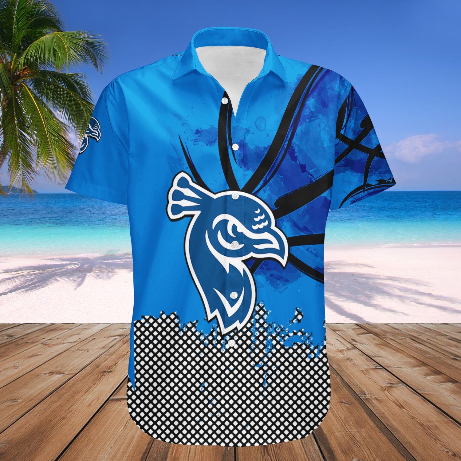 Saint Peters Peacocks Hawaii Shirt Basketball Net Grunge Pattern – NCAA