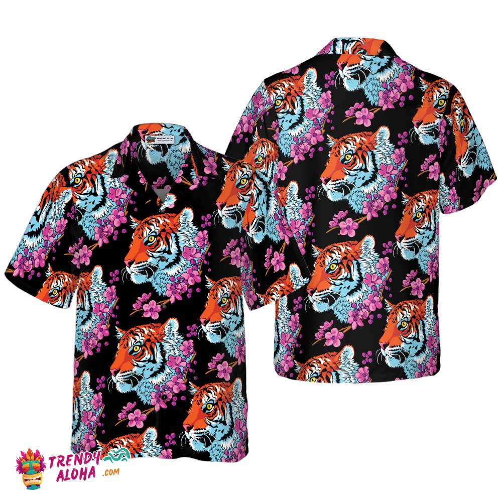 Sakura Tiger Shirt For Men Hawaiian Shirt