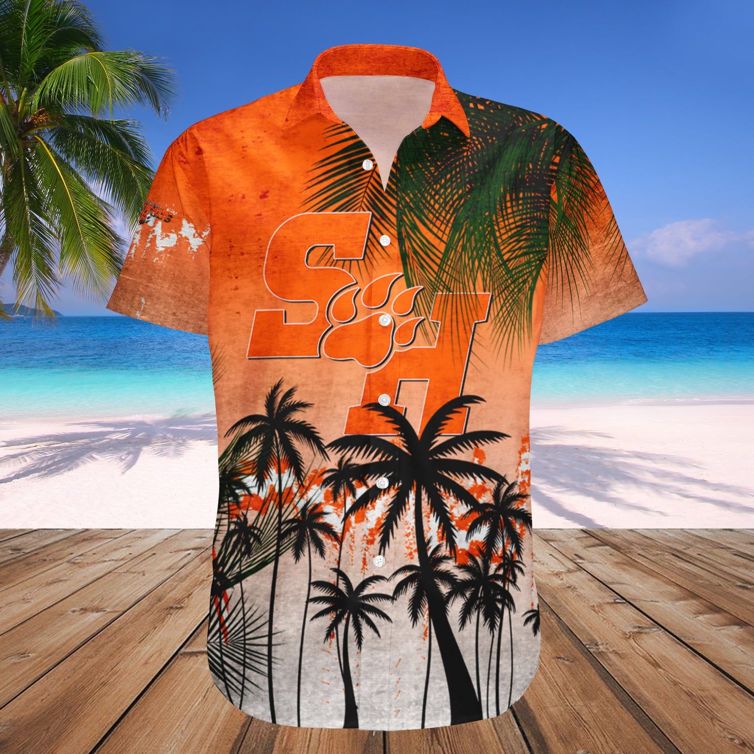 Sam Houston State Bearkats Hawaii Shirt Coconut Tree Tropical Grunge – NCAA