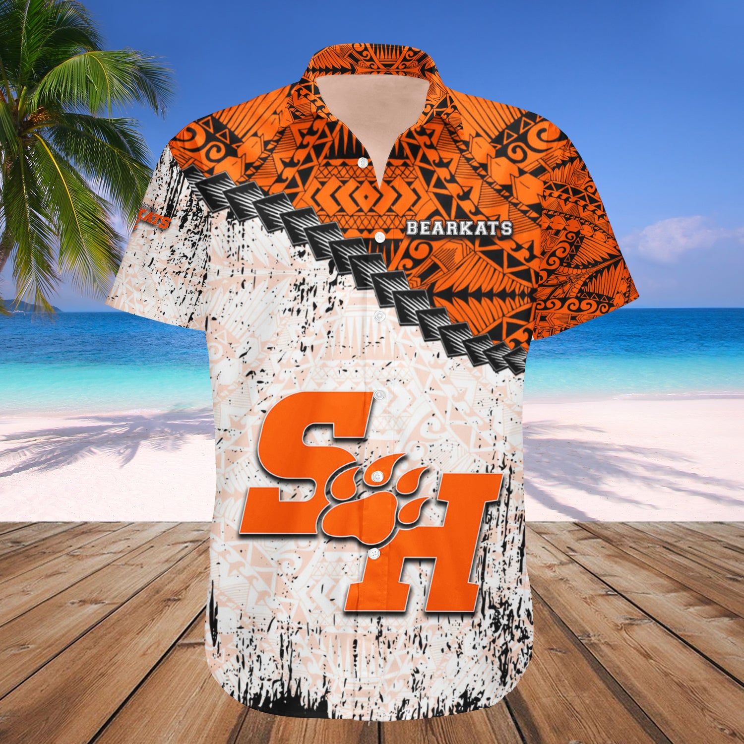 Sam Houston State Bearkats Hawaii Shirt Grunge Polynesian Tattoo – NCAA