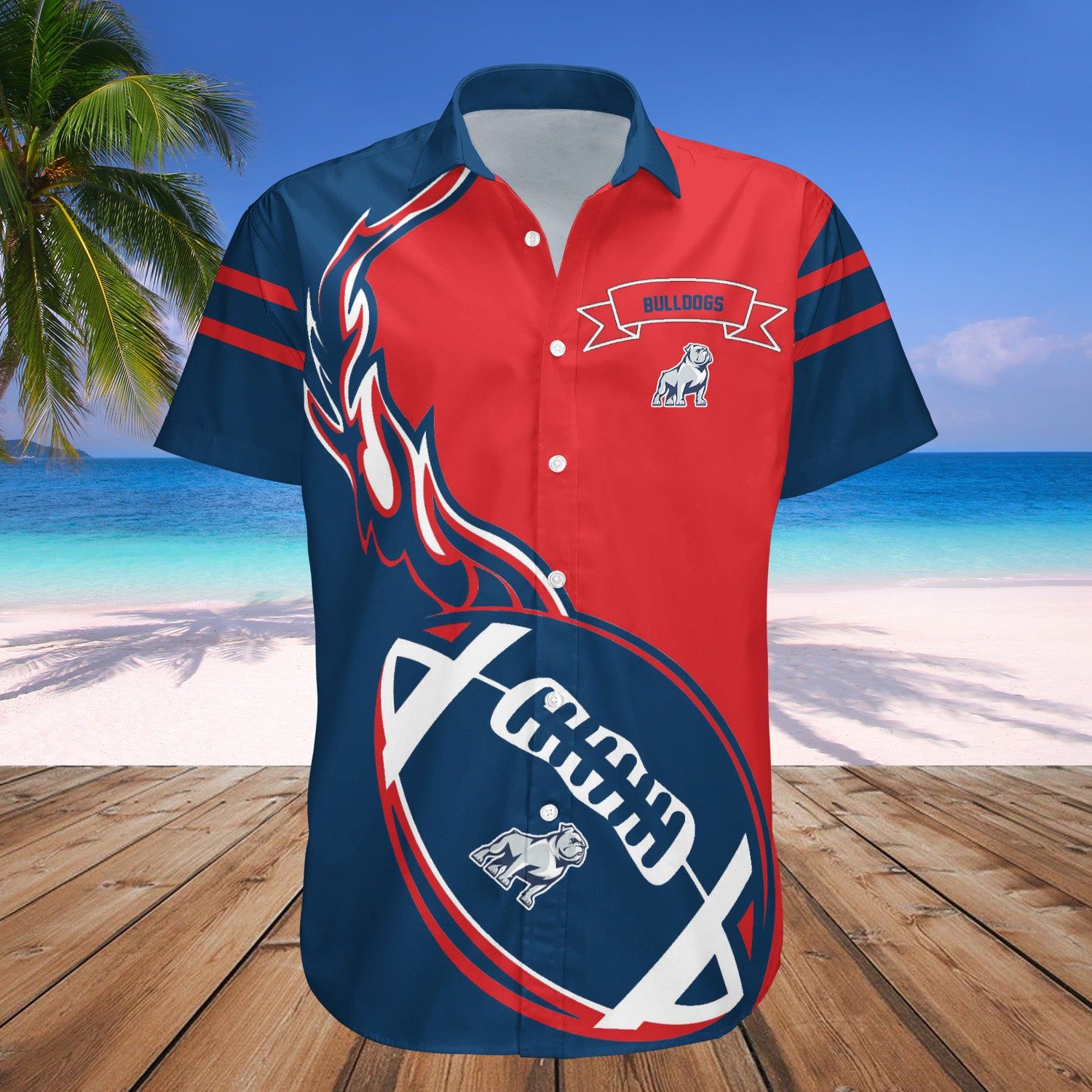 Samford Bulldogs Hawaii Shirt Flame Ball – NCAA