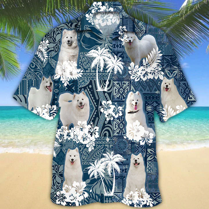 Samoyed Trendy Hawaiian Shirt, Trendy Hawaiian Shirt Vintage Floral Dog, Men’s Trendy Hawaiian Shirt, Women’s Trendy Hawaiian Shirt Samoyed Trendy Hawaiian Shirt, Trendy Hawaiian Shirt Vintage Floral Dog, Men’s Trendy Hawaiian Shirt, Women’s Trendy Hawaiian Shirt