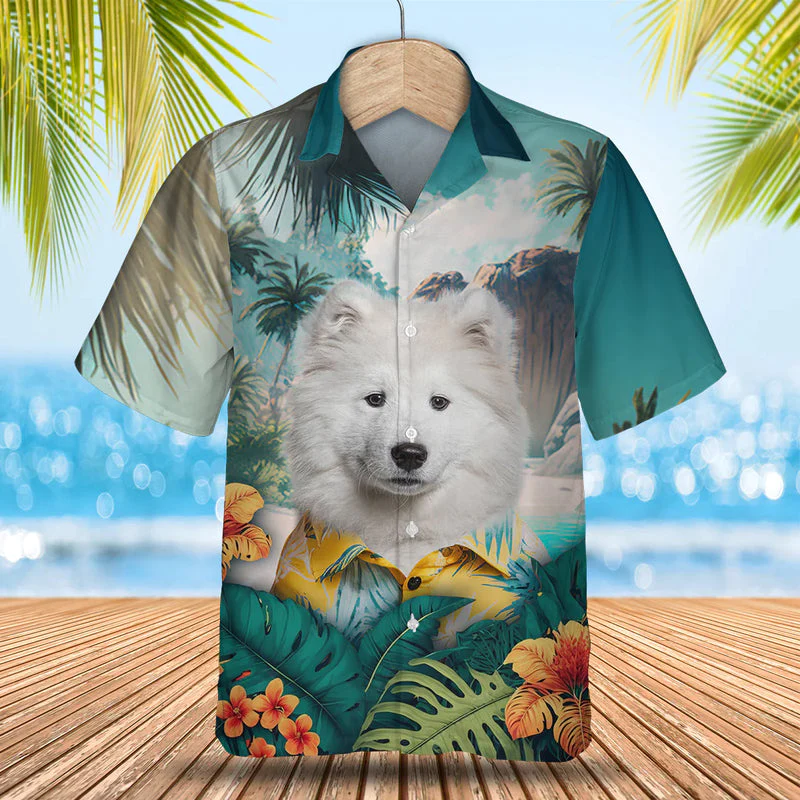 Samoyed Tropical Trendy Hawaiian Shirt, Dog Lover Trendy Hawaiian Shirt, Summer Gift For Men And Women