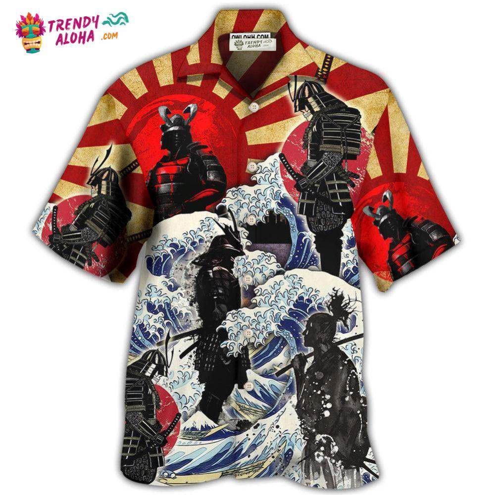Samurai Red Sun And Wave Art Hawaiian Shirt – Trendy Aloha