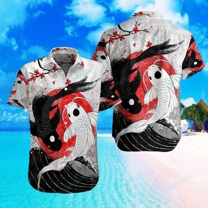 Samurai Yin Yang Koi Fish Hawaiian Shirt
