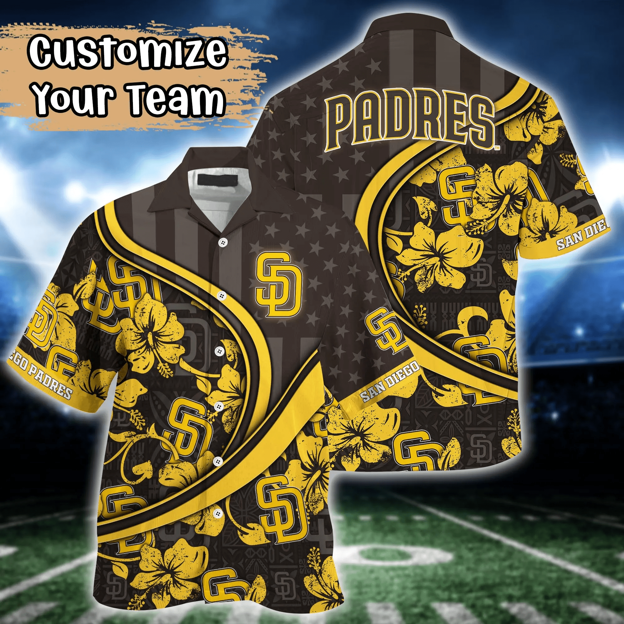 San Diego Padres MLB Us Flag Hawaiian Shirt Custom Summer Aloha Shirt