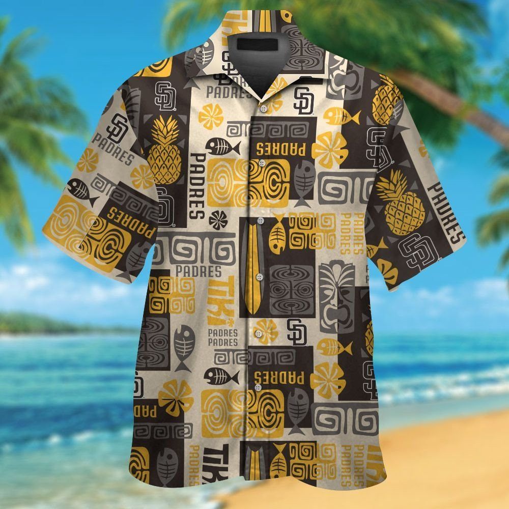 San Diego Padres Short Sleeve Button Up Tropical Hawaiian Shirt VER02