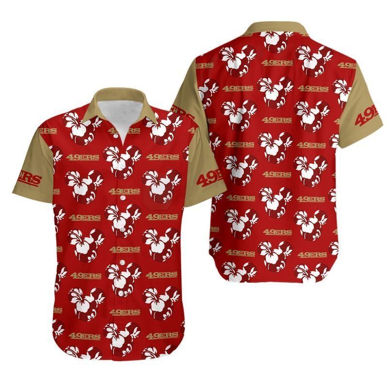 San Francisco 49Ers Mickey Mickey And Flowers Hawaii Shirt And Shorts