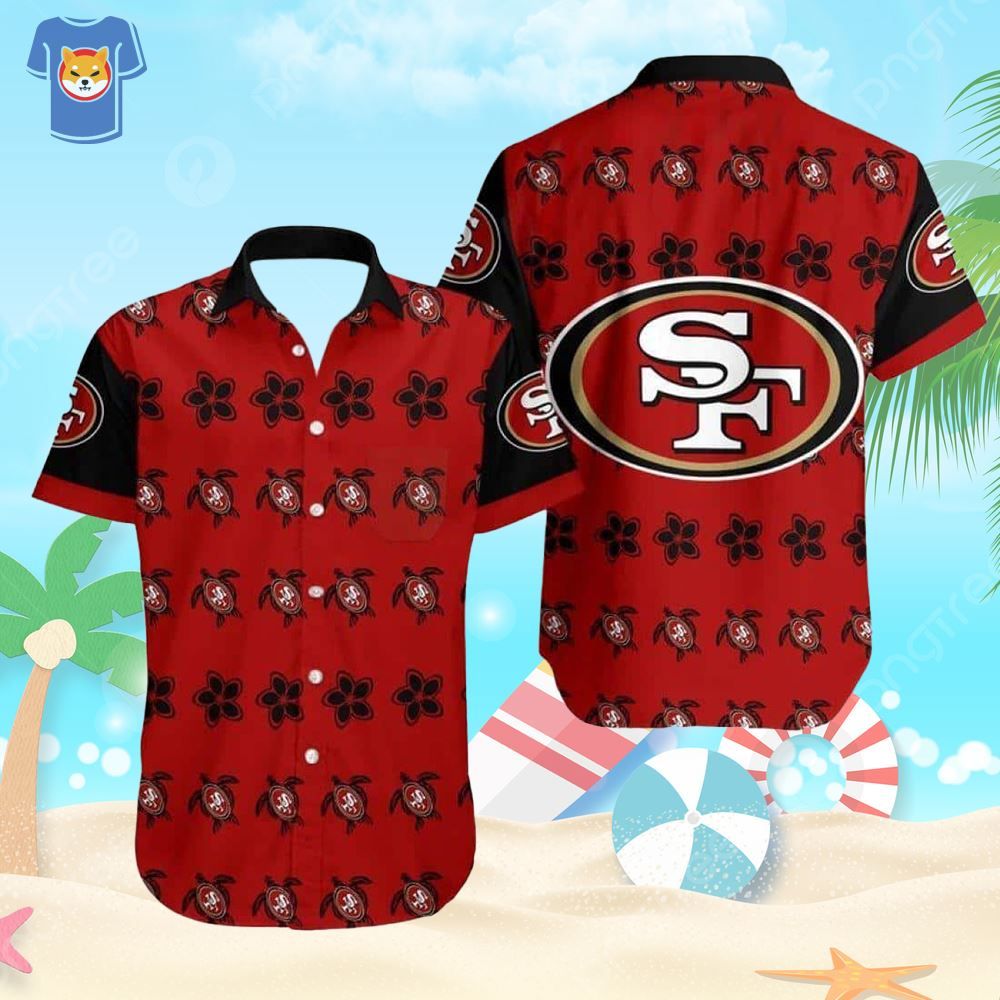 San Francisco 49Ers NFL Hawaiian Shirt Turtle And Flower Pattern