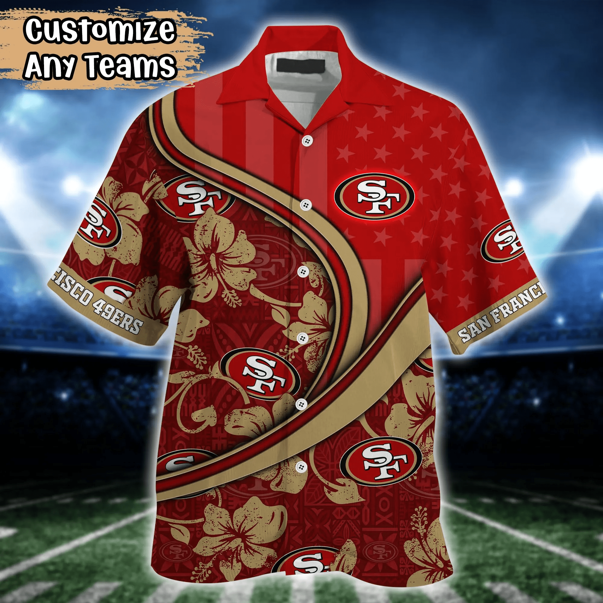 San Francisco 49Ers NFL Us Flag Hawaiian Shirt Custom Summer Aloha Shirt