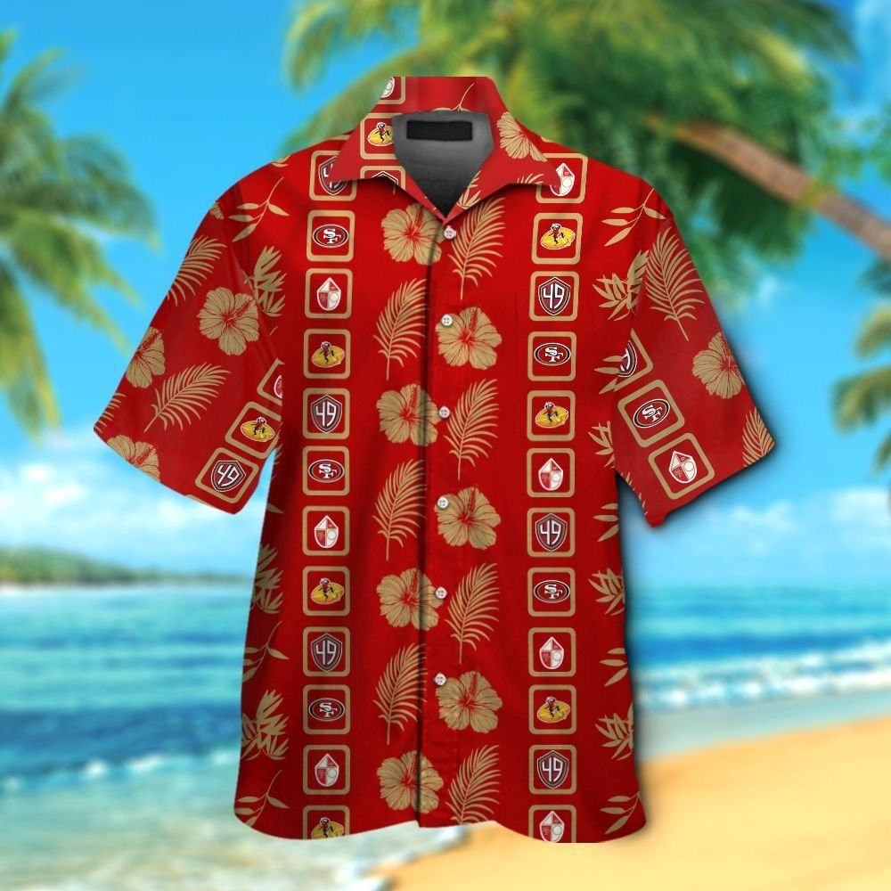 San Francisco 49ers Short Sleeve Button Up Tropical Hawaiian Shirt VER011