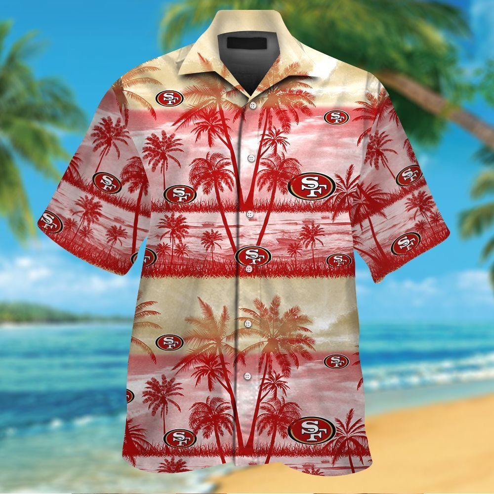 San Francisco 49ers Short Sleeve Button Up Tropical Hawaiian Shirt VER014