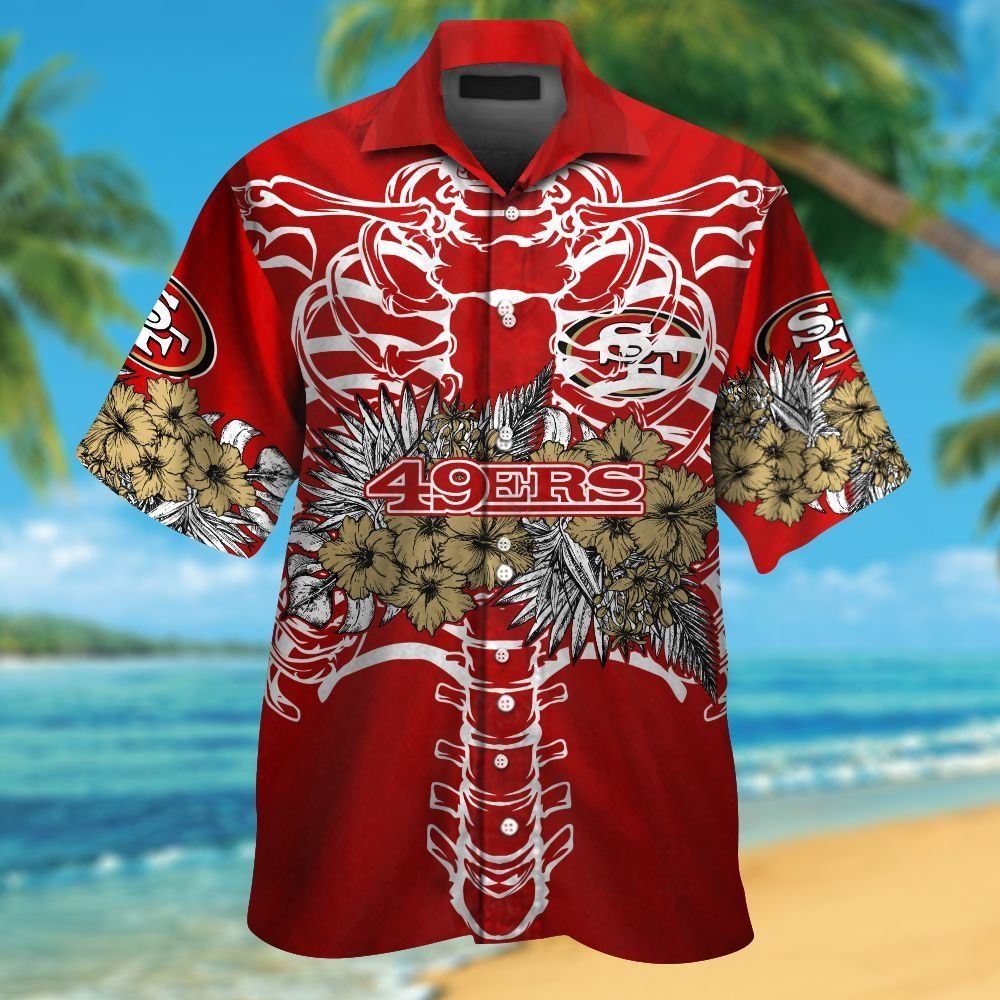 San Francisco 49ers Short Sleeve Button Up Tropical Hawaiian Shirt VER016