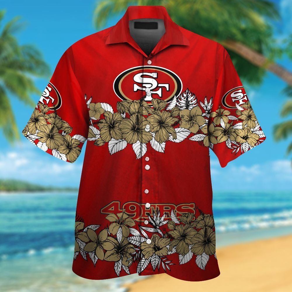 San Francisco 49ers Short Sleeve Button Up Tropical Hawaiian Shirt VER019