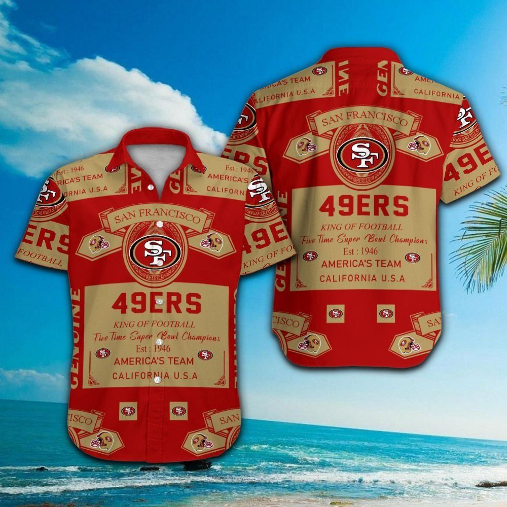 San Francisco 49ers Short Sleeve Button Up Tropical Hawaiian Shirt VER023