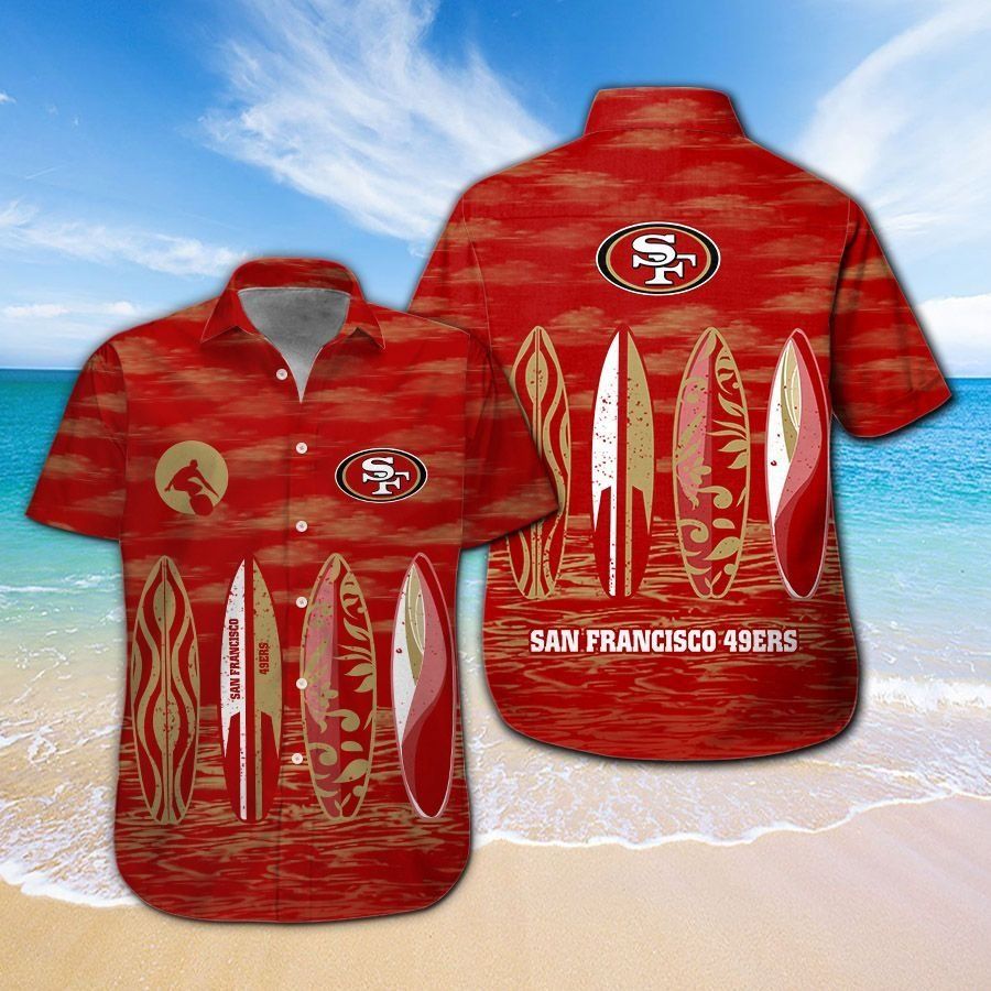 San Francisco 49ers Short Sleeve Button Up Tropical Hawaiian Shirt VER024