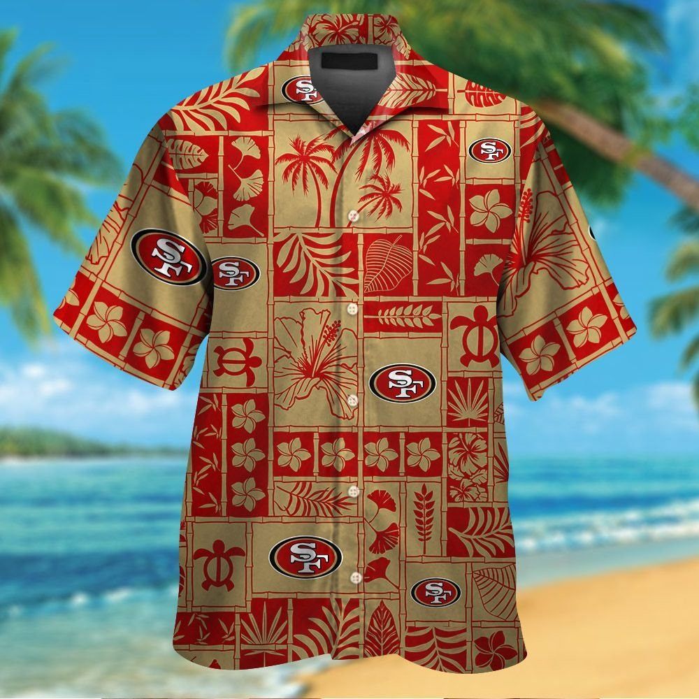 San Francisco 49ers Short Sleeve Button Up Tropical Hawaiian Shirt VER05