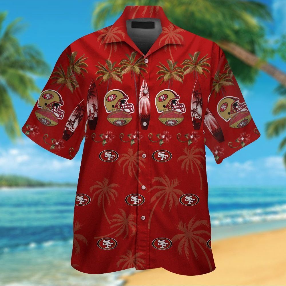 San Francisco 49ers Short Sleeve Button Up Tropical Hawaiian Shirt VER07