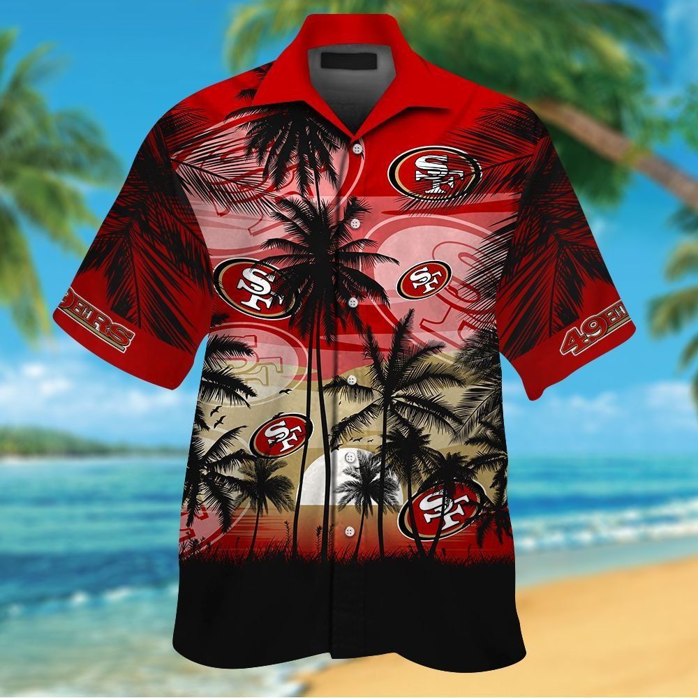 San Francisco 49ers Short Sleeve Button Up Tropical Shirt Hawaiian Shirt