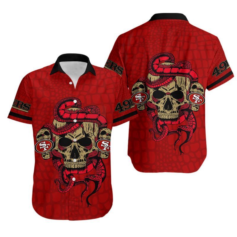 San Francisco 49Ers Snake And Skull Hawaii Shirt And Shorts Summer Collection Trendy Aloha