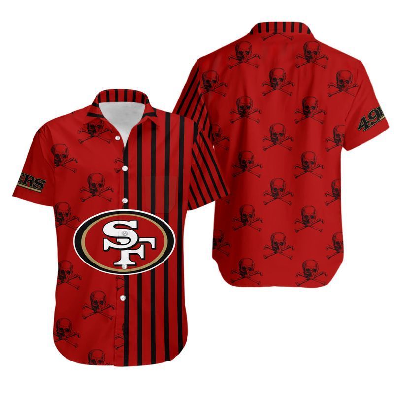 San Francisco 49Ers Stripes And Skull Hawaii Shirt And Shorts Summer Collection Trendy Aloha