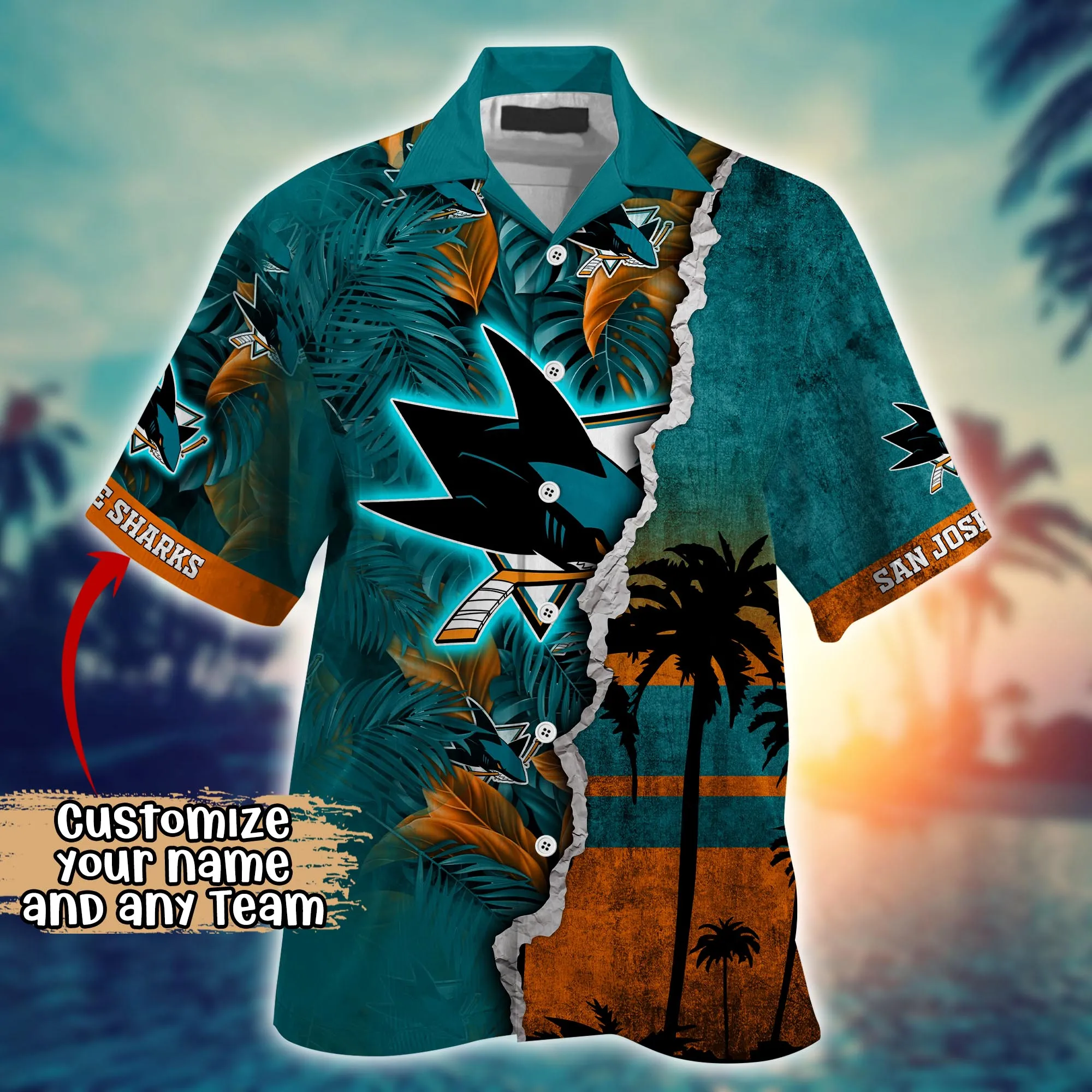 San Jose Sharks NHL Hawaiian Shirt Custom Sun Rays Aloha Shirt