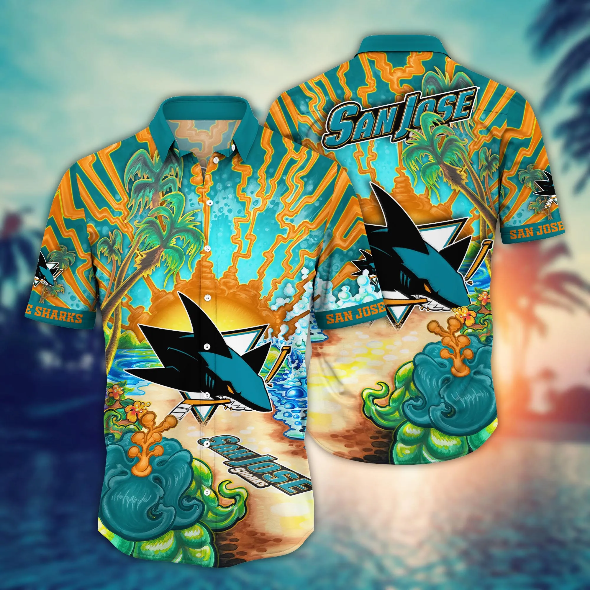 San Jose Sharks NHL Hawaiian Shirt Mosquito Bitestime Aloha Shirt San Jose Sharks NHL Hawaiian Shirt Mosquito Bitestime Aloha Shirt