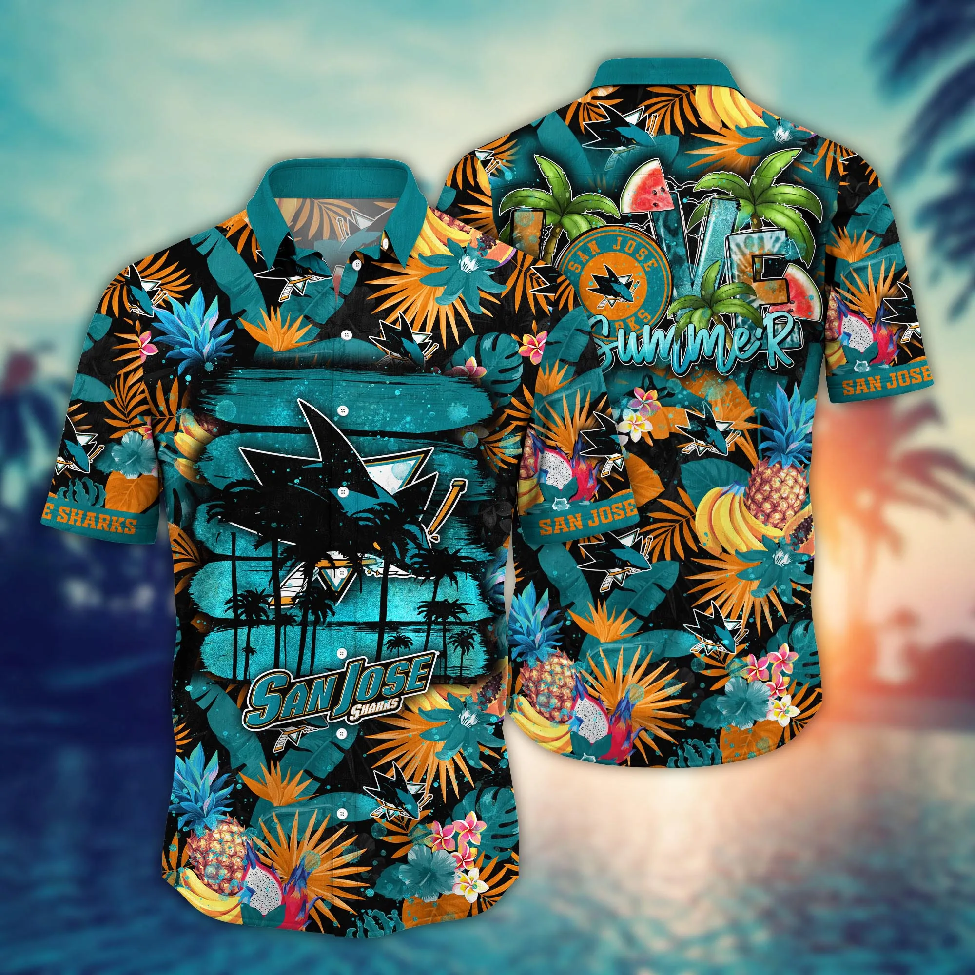 San Jose Sharks NHL Hawaiian Shirt Summer Fruitstime Aloha Shirt San Jose Sharks NHL Hawaiian Shirt Summer Fruitstime Aloha Shirt
