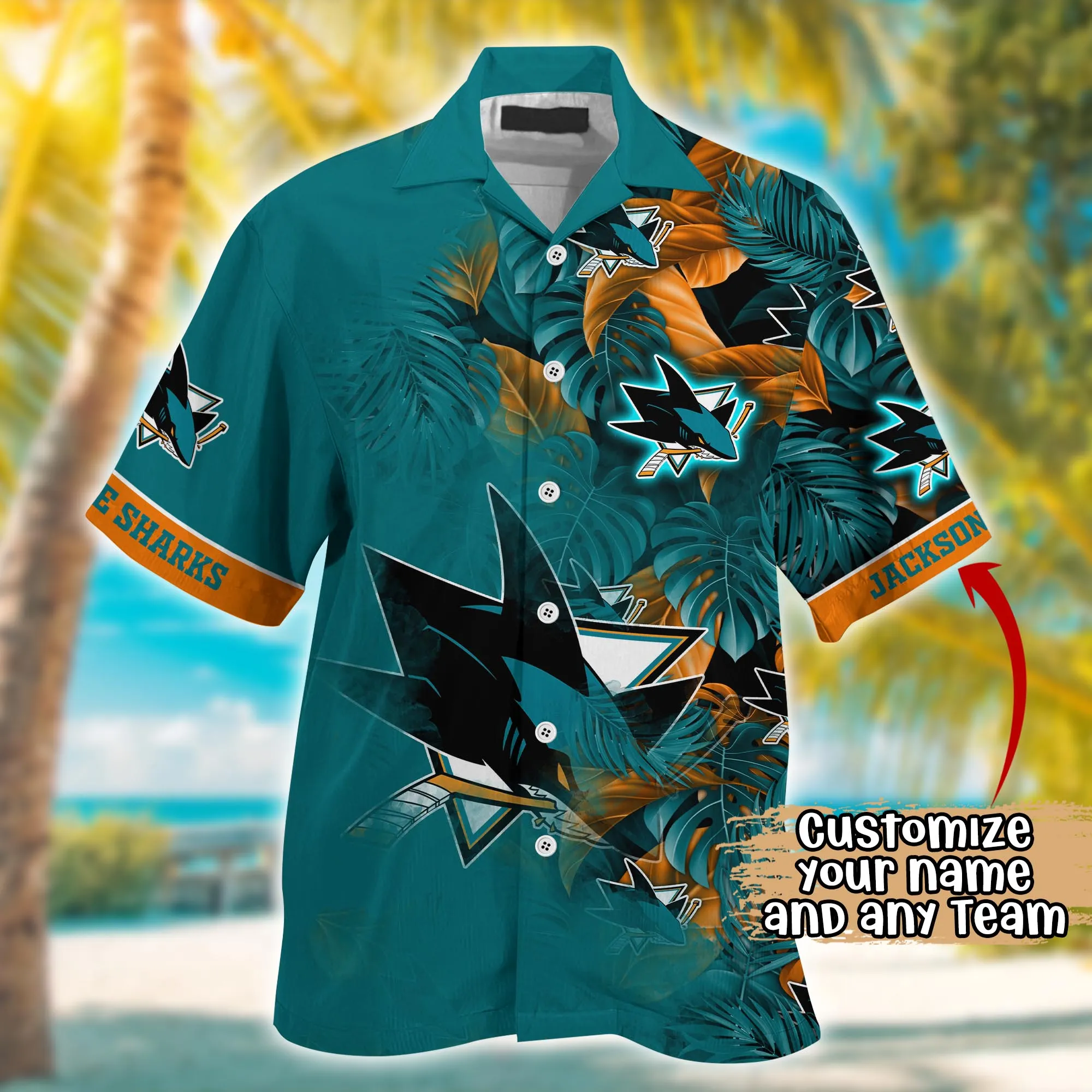 San Jose Sharks NHL Summer Hawaii Shirt And Tshirt Custom Aloha Shirt