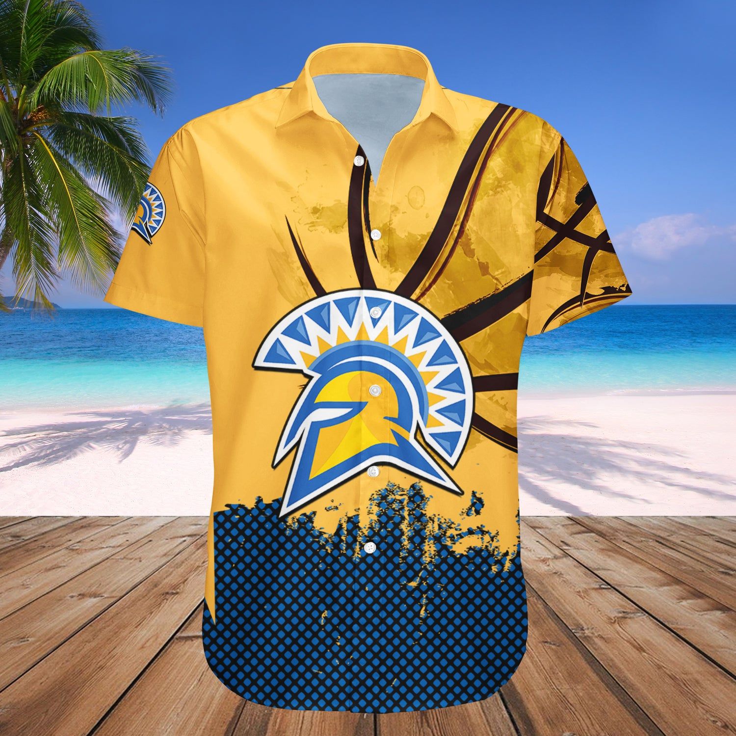 San Jose State Spartans Hawaii Shirt Basketball Net Grunge Pattern – NCAA