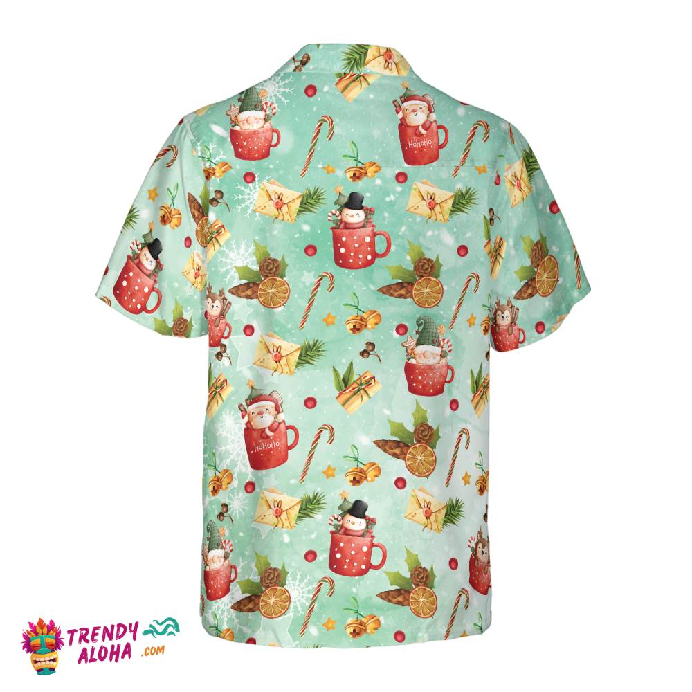 Santa Christmas Pattern 1 Pattern Hawaiian Shirt, Christmas Shirts Short Sleeve Button Down Shirt For Men And Women