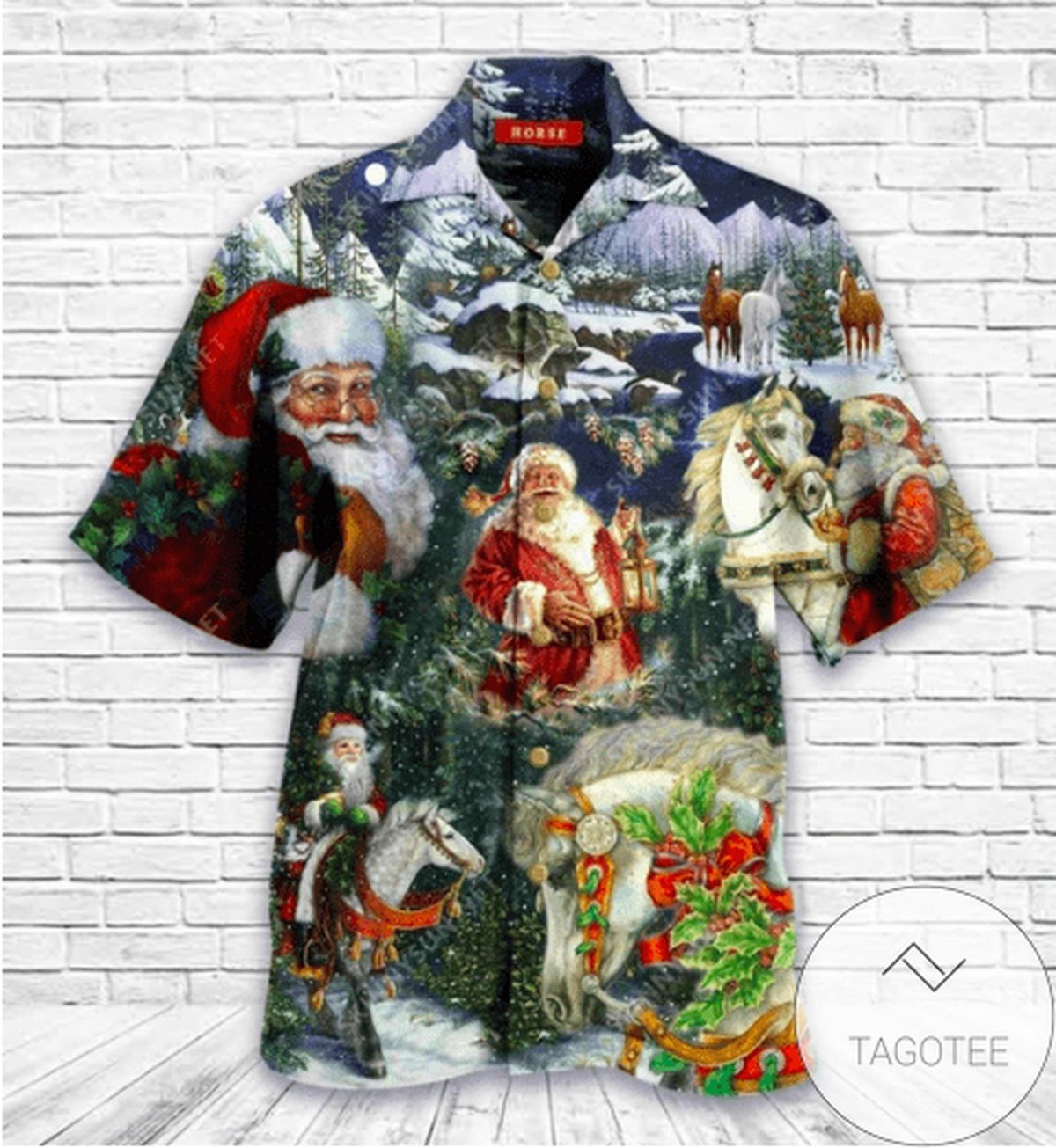 Santa Claus Adores Horse Themed Hawaiian Shirt Best Design