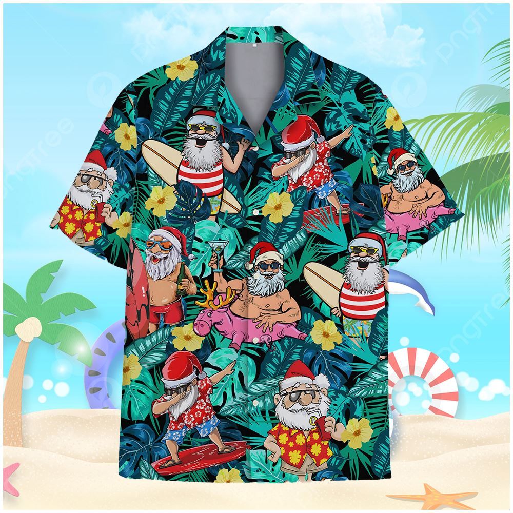 Santa Claus Christmas Aloha Hawaiian Shirt For Men Women