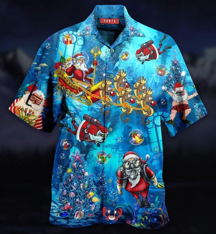 Santa Claus Explore The Sea Trendy Hawaiian Shirt