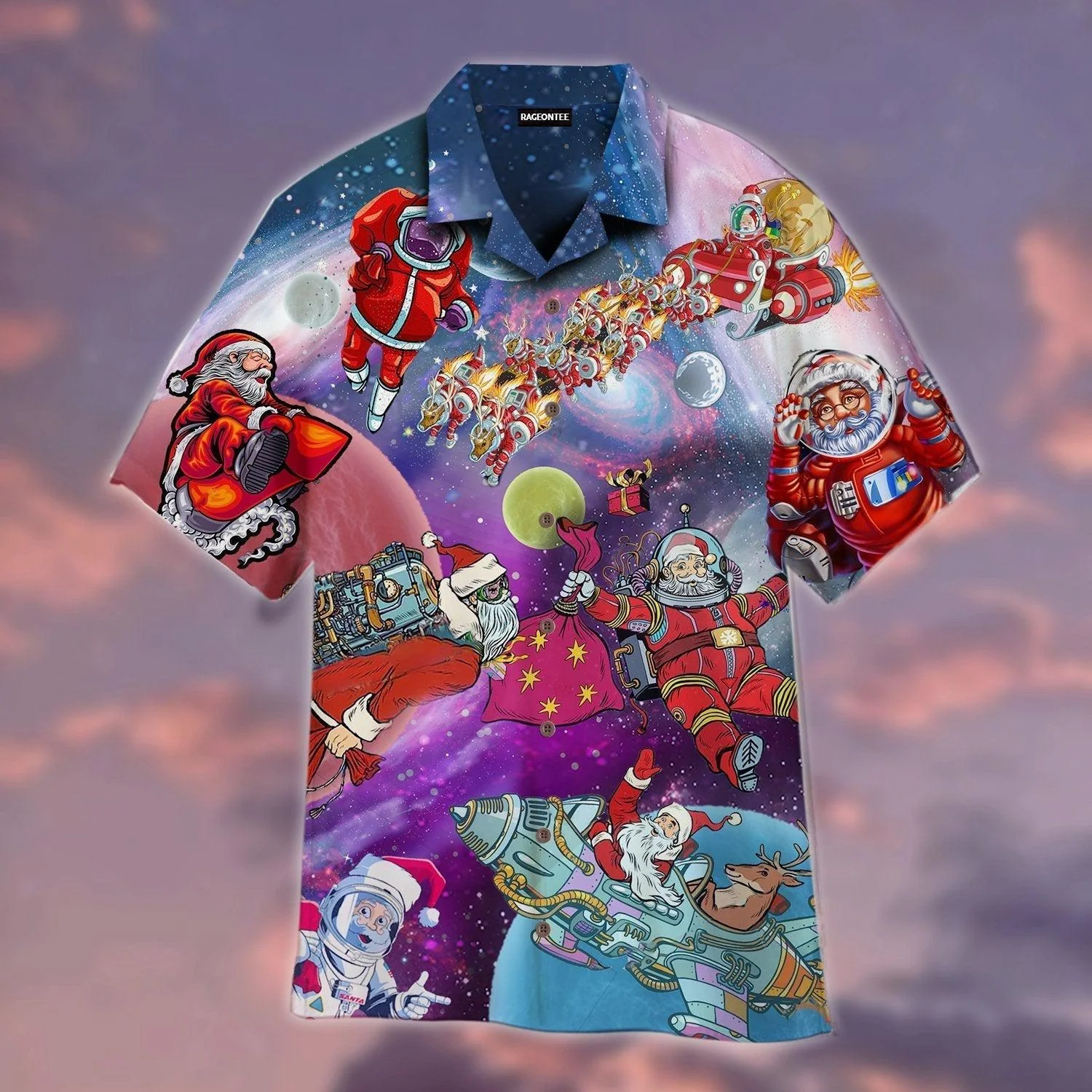 Santa Claus In The Space Hawaiian Shirt For