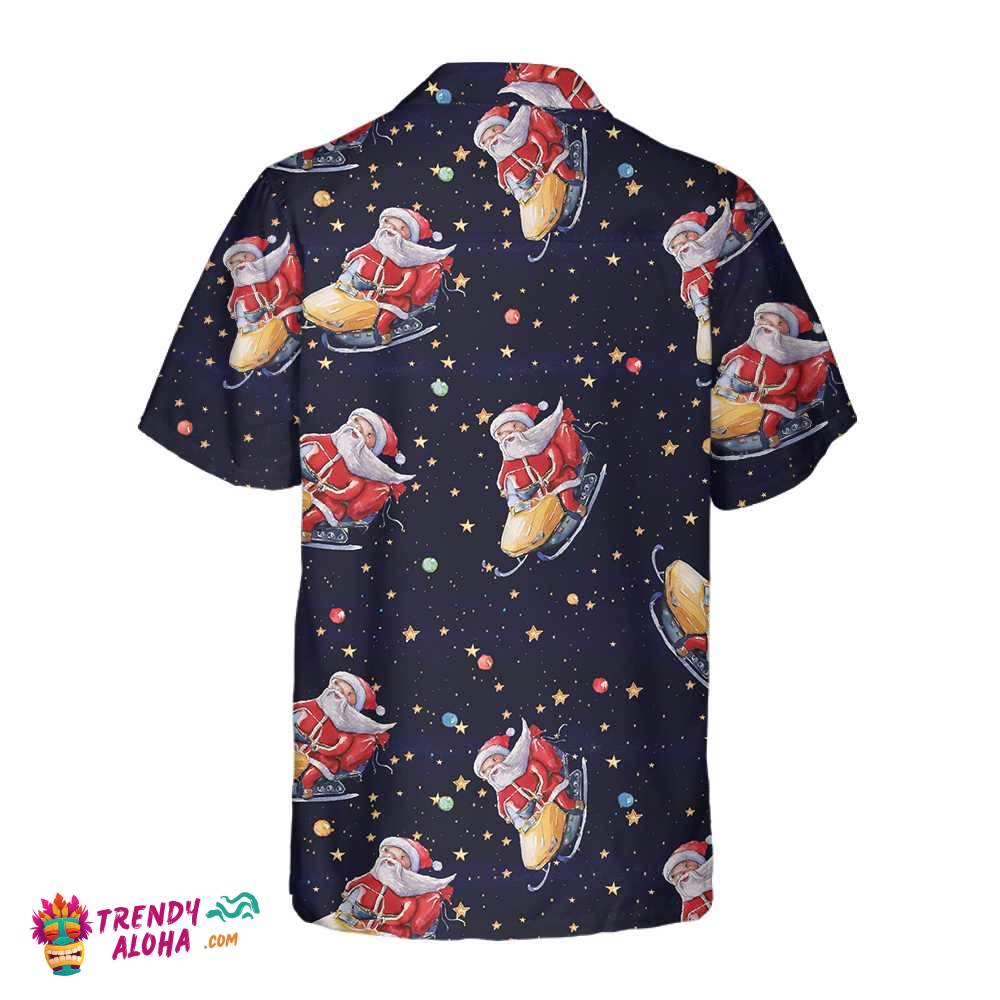 Santa Claus Riding Snowmobile Christmas Hawaiian Shirt, Funny Santa Hawaiian Shirt For Men